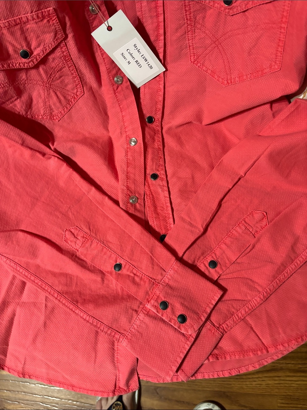 Women’s Button-Down Shirt - Coral Pink - Picture 8 of 9